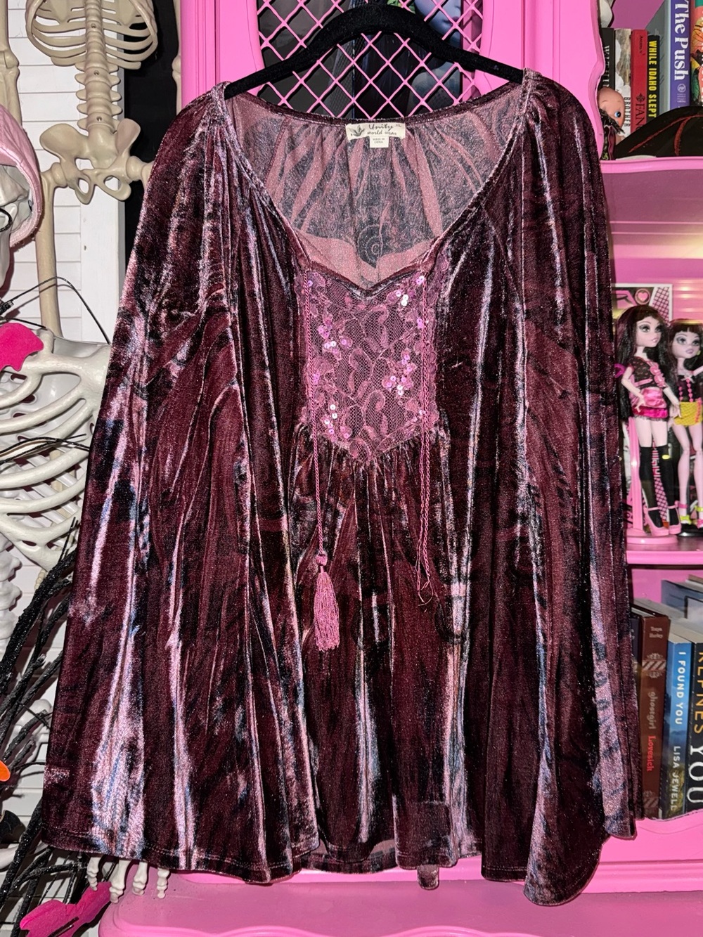 Unity World Wear Velvet Bell Sleeve Tunic XL